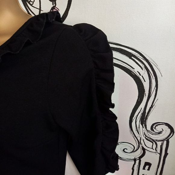 NWOT Size 12 Black One Shoulder Ruffle Bodycon Dress - Picture 5 of 10